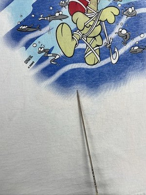 Vintage Garfield Fishing T-Shirt Size Medium All Over Print 1996 90s