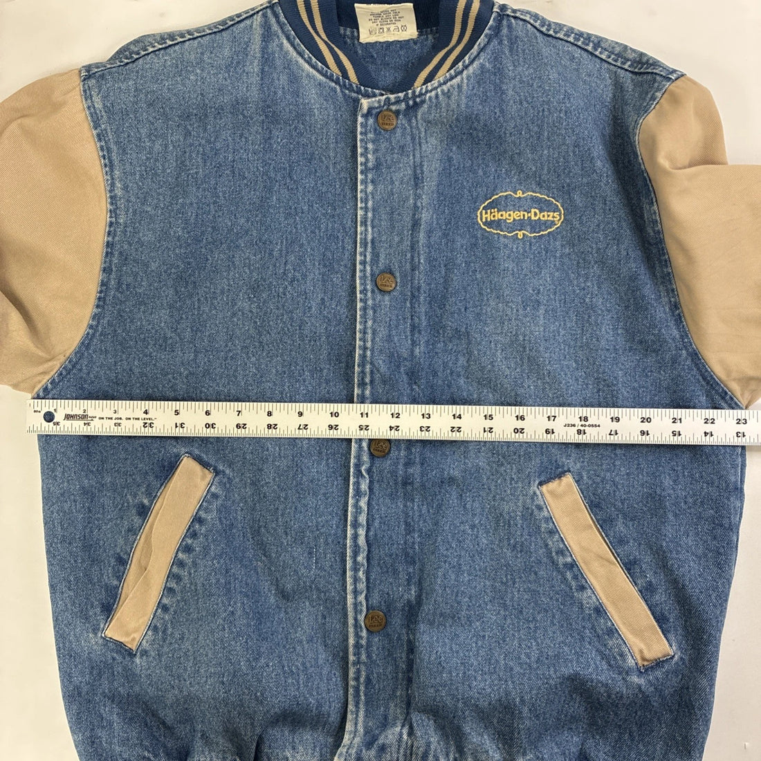 Vintage Haagen Dasz Denim Bomber Jacket Size Medium