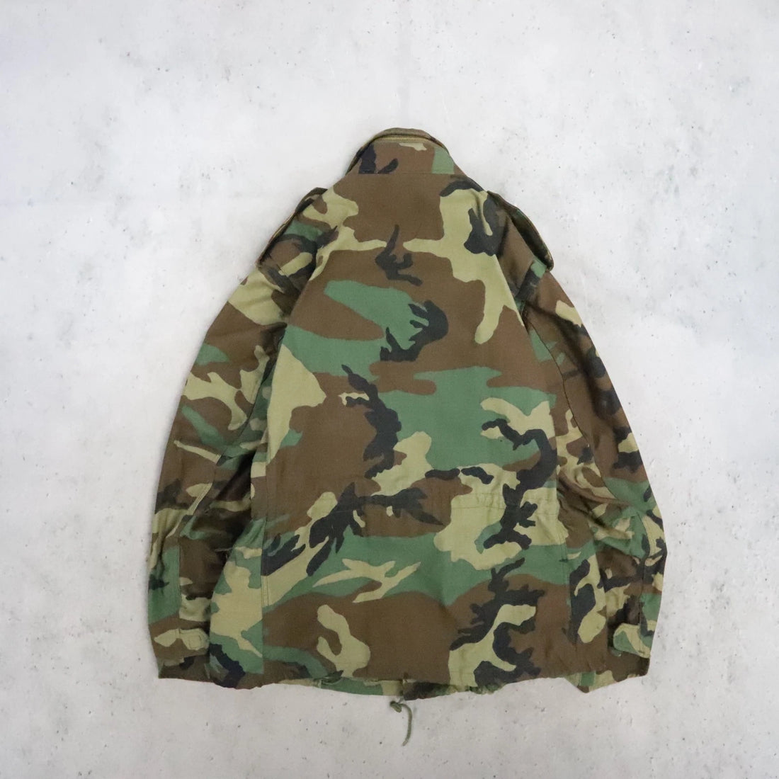 Vintage Military Army Woodland Camo Field Coat Jacket Size XL