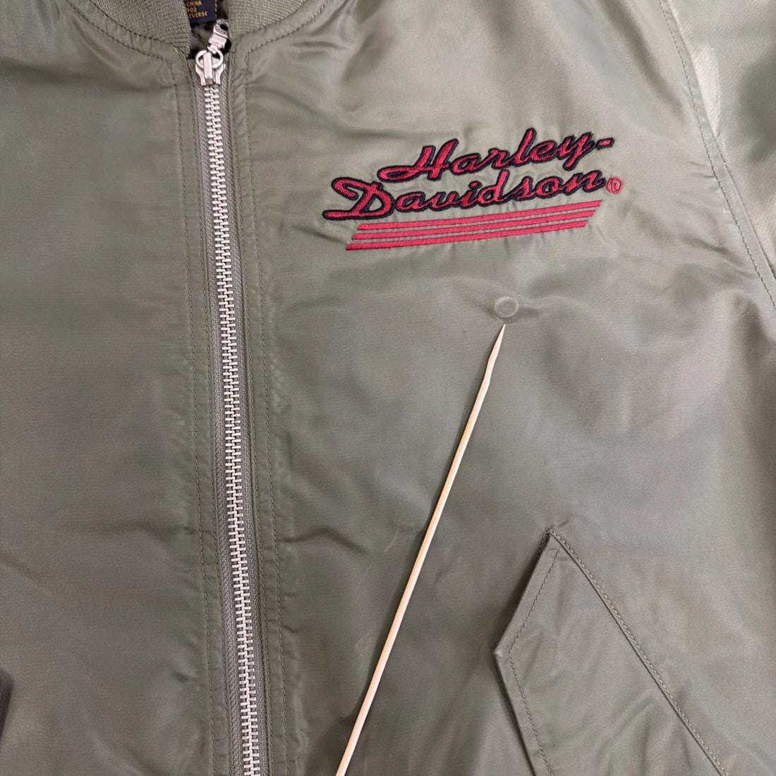 Harley Davidson Motorcycles Bomber Jacket Size Small Green Embroidered