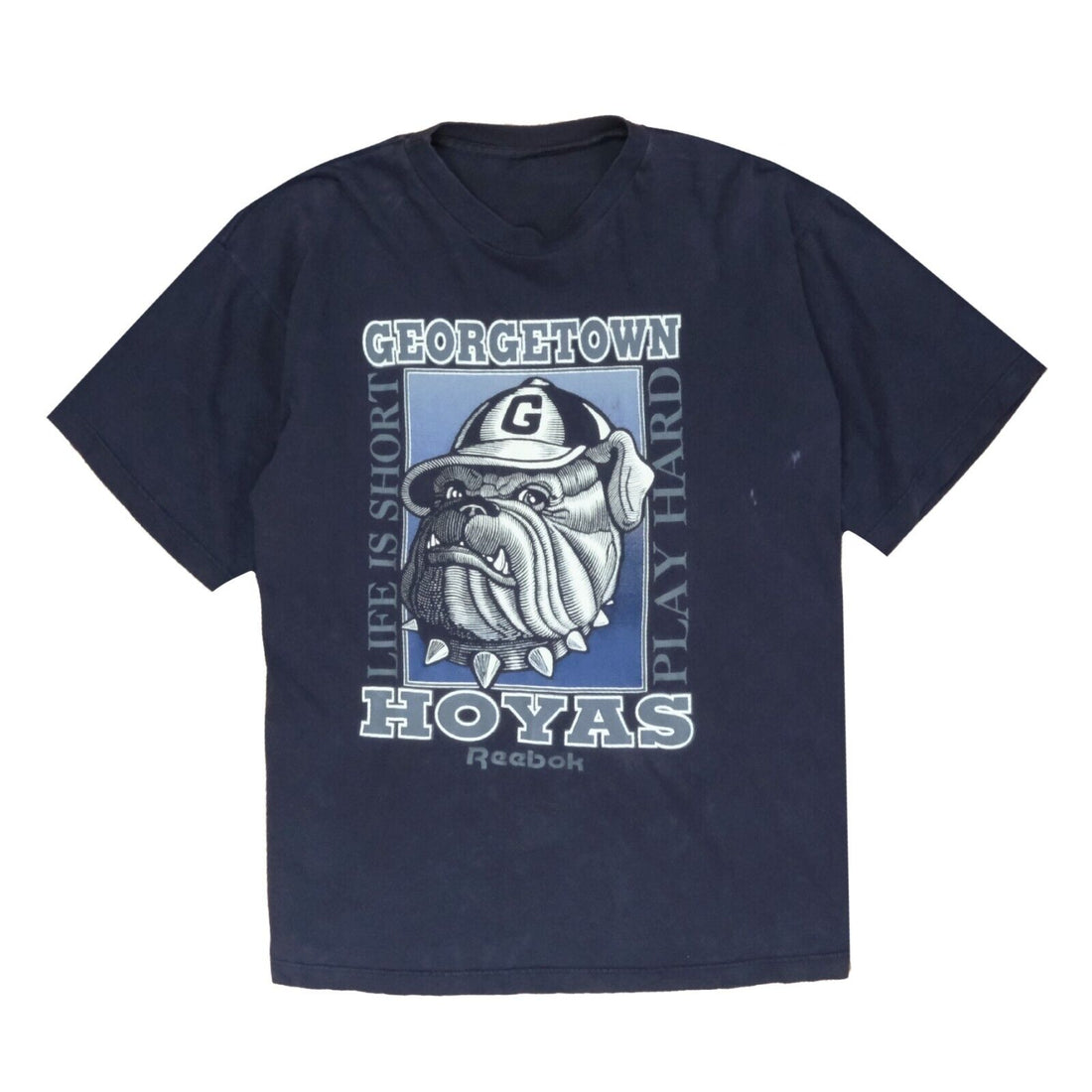 Vintage Georgetown Hoyas Life Is Short Reebok T-Shirt Size XL Y2K NCAA