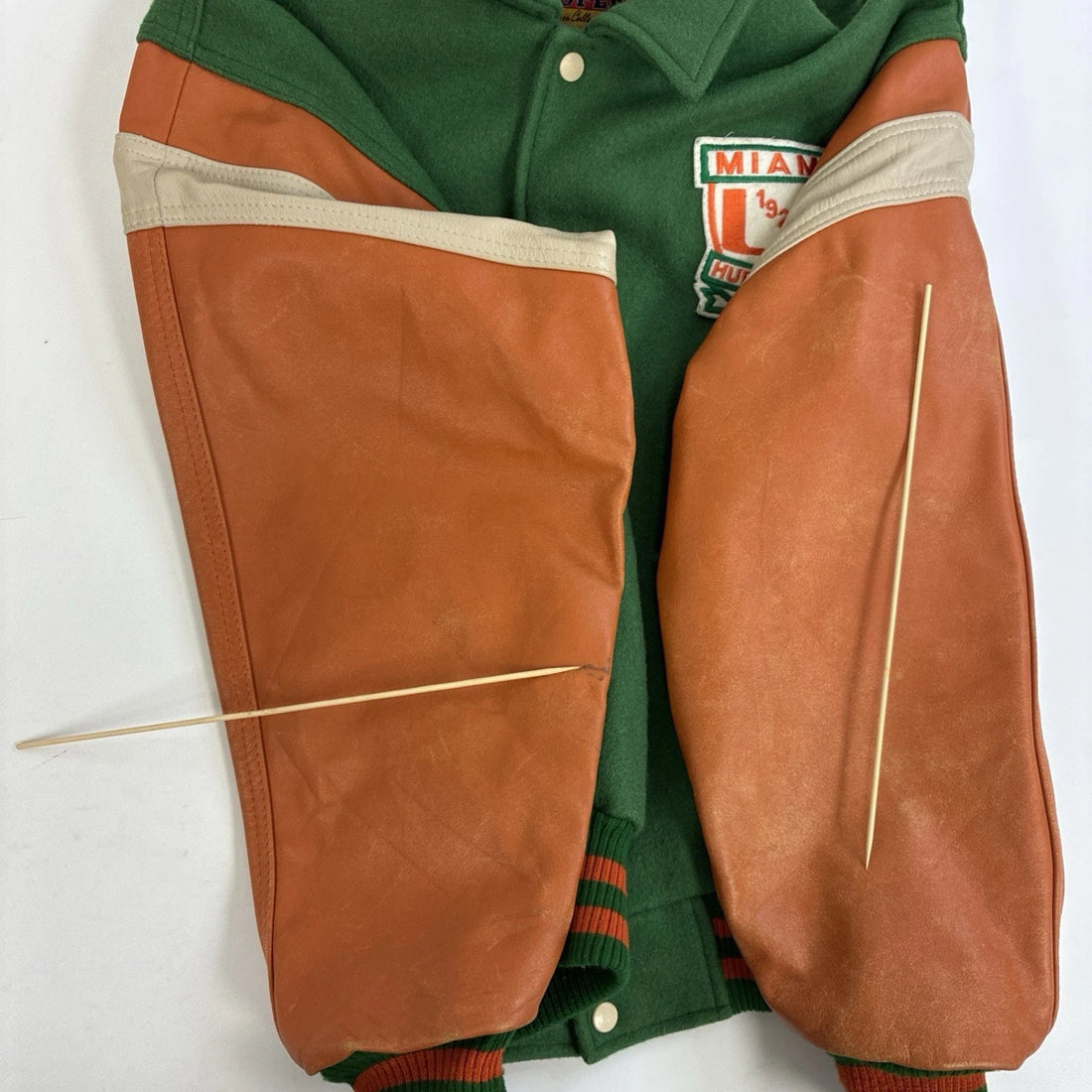 Vintage Miami Hurricanes Leather Wool Varsity Jacket Size Medium NCAA