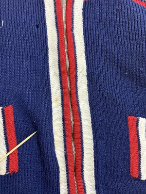 Vintage Track & Field Knit Cardigan Sweater Size Medium 70s 80s