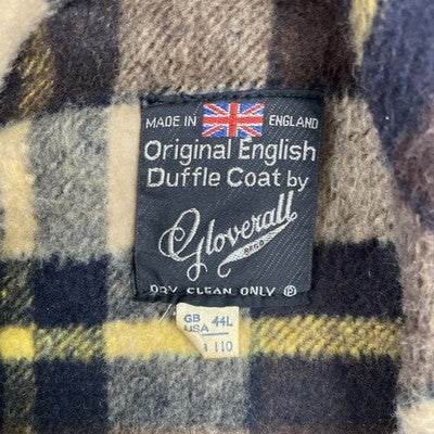 Vintage Gloverall Wool Duffle Coat Jacket Size 44L Brown Plaid Lined