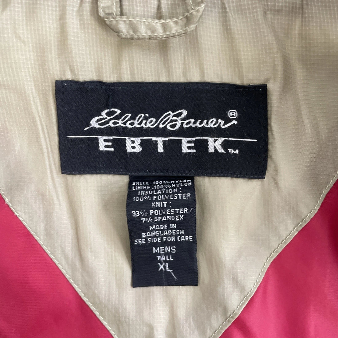 Eddie Bauer Ebtek Puffer Vest Jacket Size XL Tall Insulated