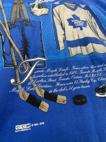 Vintage Toronto Maple Leafs Locker Room Nutmeg CCM T-Shirt XL Blue 1992 90s NHL