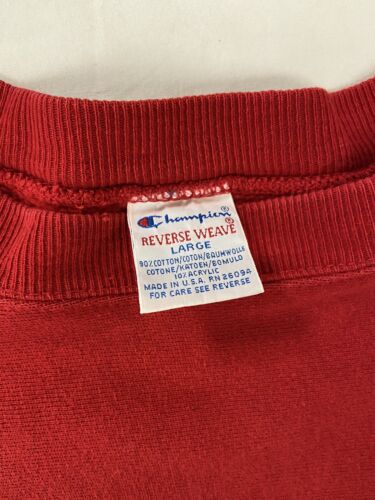 Vintage Champion Reverse Weave Blank Sweatshirt Crewneck Size Large Red 90s