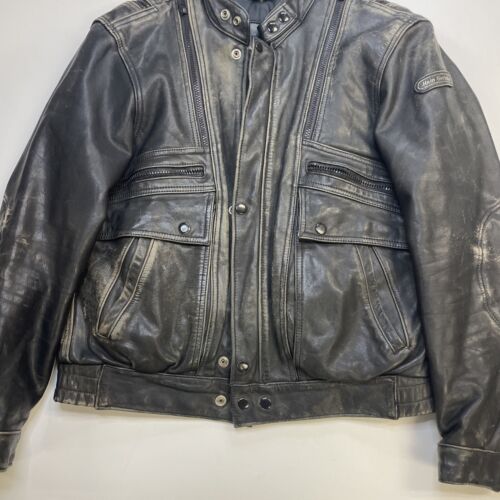 Vintage Hein Gericke Leather Cafe Racer Motorcycle Jacket Size 40 Black