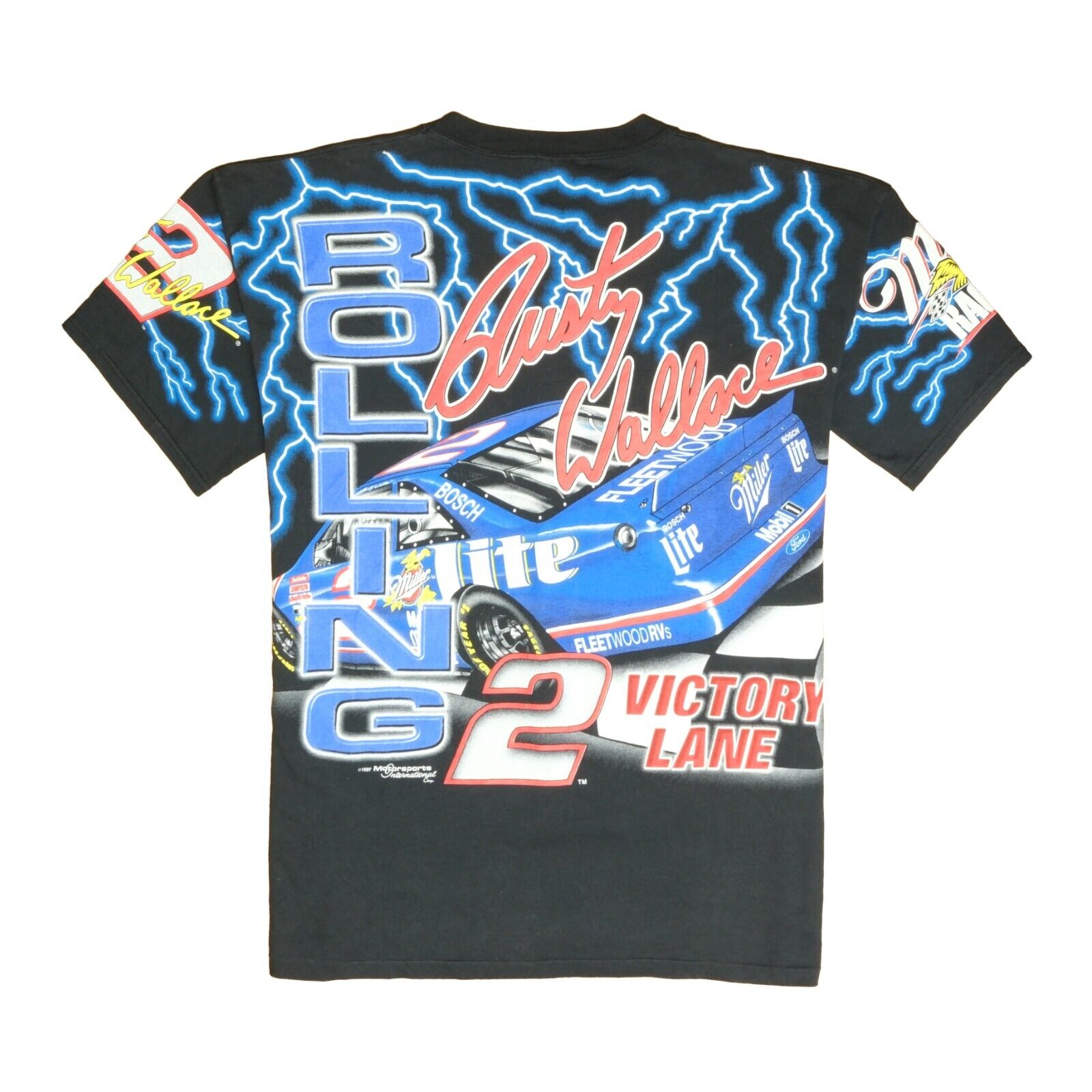 Vintage Rusty Wallace Rolling Thunder Racing T-Shirt Size XL All