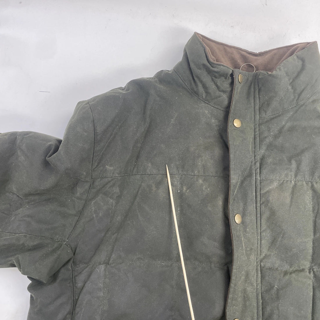 L.L. Bean Waxed Quilted Puffer Jacket Size Large Green Insulated
