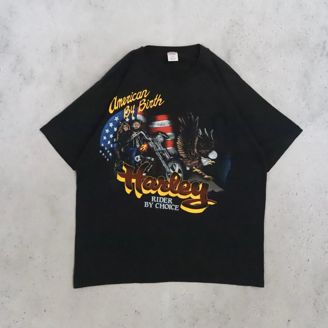 American By Birth Harley Rider By Choice Pocket T-Shirt Size Large Vintage 80s