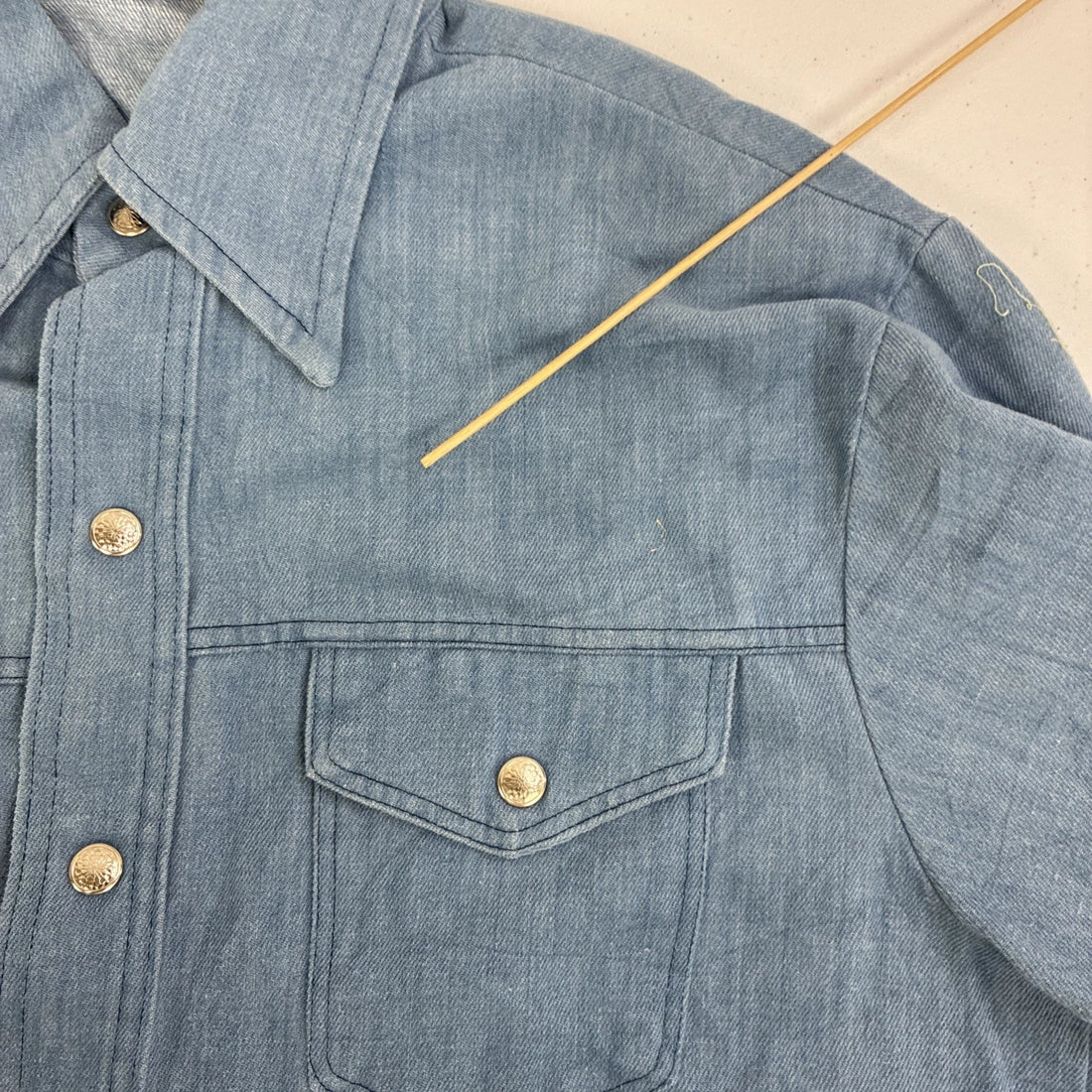 Vintage Big Yank Permanent Press Western Denim Shirt Size Large