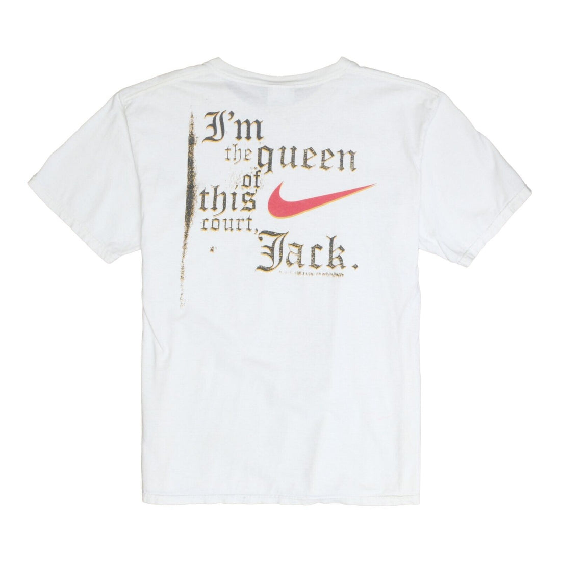 Vintage Queen Of This Court Jack Nike T-Shirt Size Medium White 90s