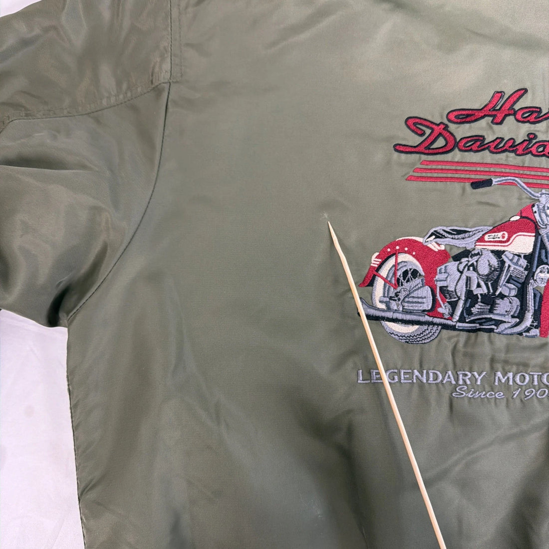 Harley Davidson Motorcycles Bomber Jacket Size Small Green Embroidered