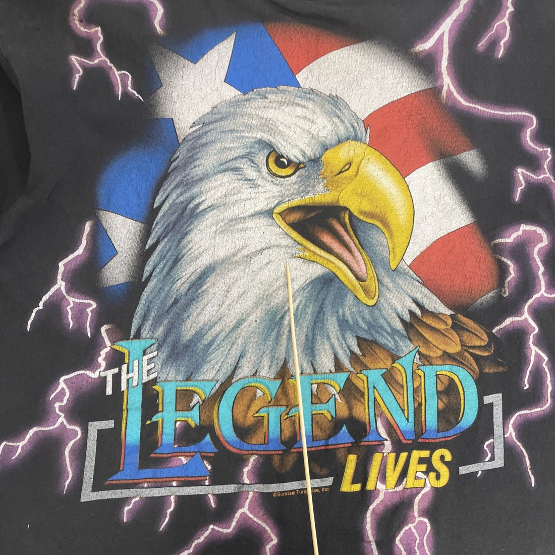 Vintage The Legend Lives Eagle American Thunder Lightning T-Shirt XL USA 90s