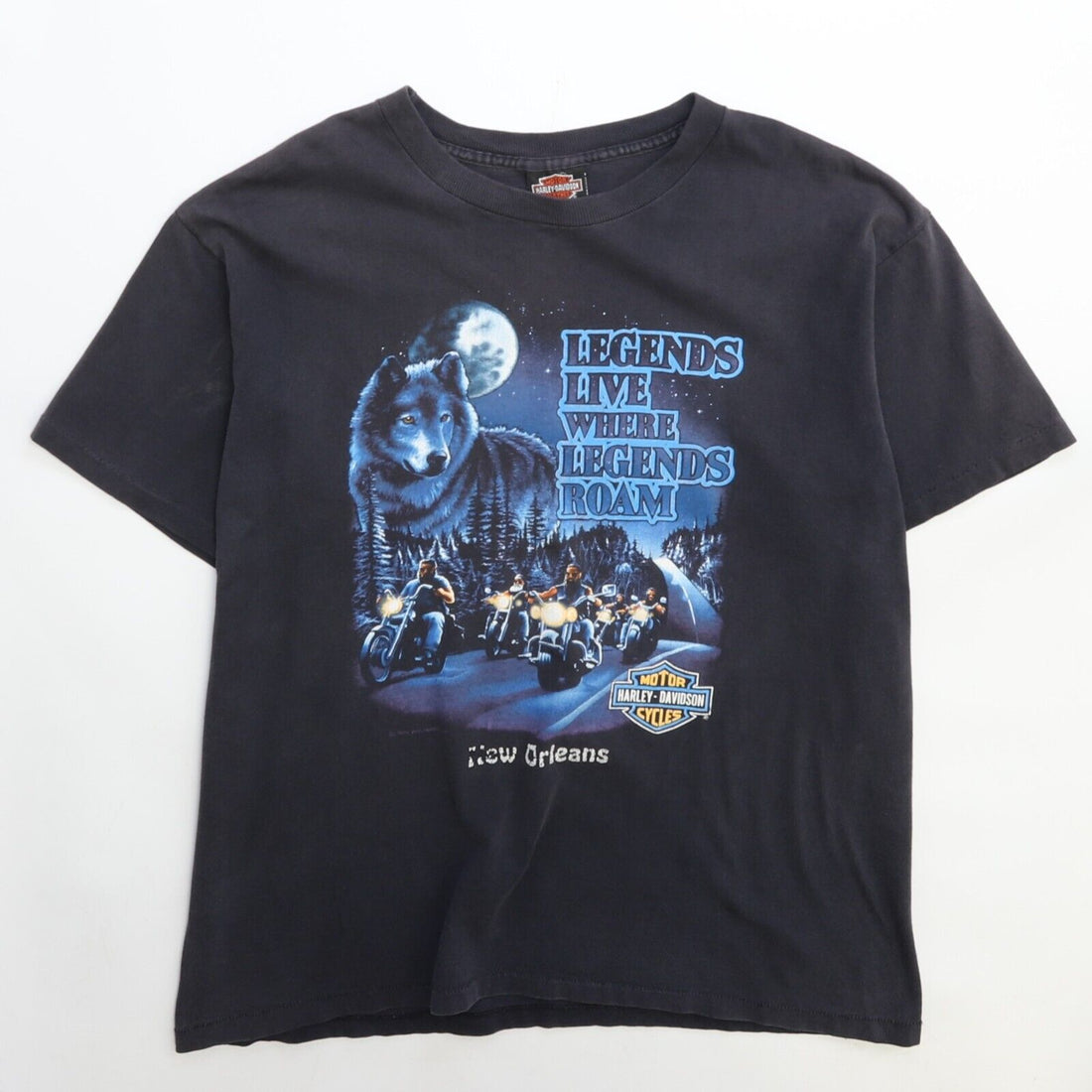 Vintage Harley Davidson Legends Live Roam Wolf T-Shirt Size Large 1991 90s