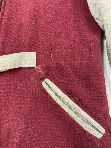 Vintage Campus Wool Coat Jacket Size Medium Red Gray