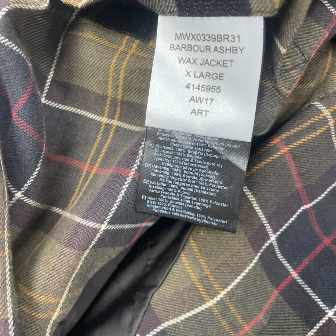 Barbour Wax Ashby Coat Jacket Size XL Brown