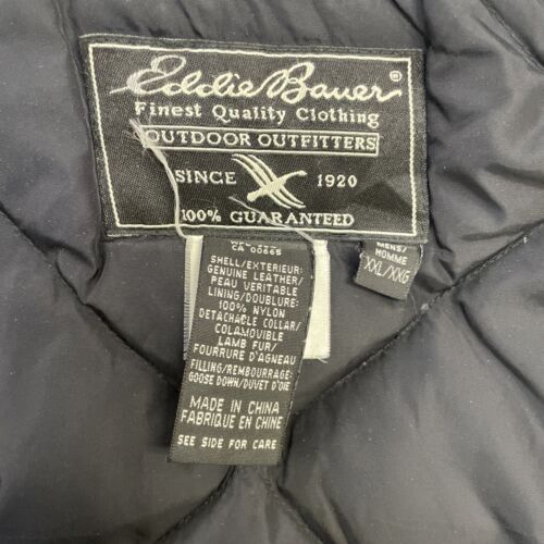 Vintage Eddie Bauer Leather Bomber Jacket Size 2XL Black