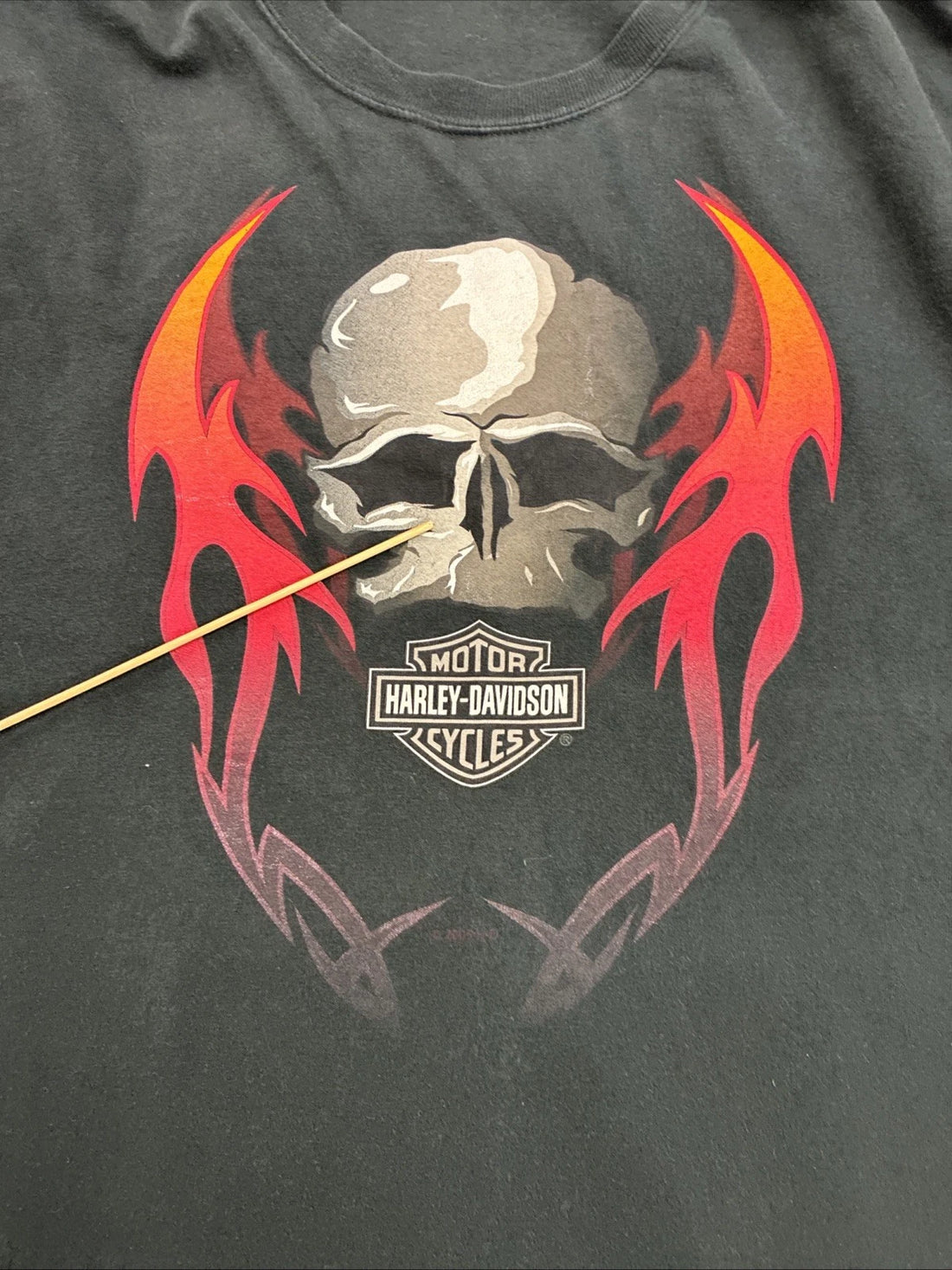 Harley Davidson Motorcycles Flame Skull Long Sleeve T-Shirt Size 2XL