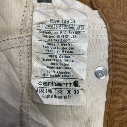 Carhartt Canvas Carpenter Double Knee Work Pants Size 33 X 30 Brown