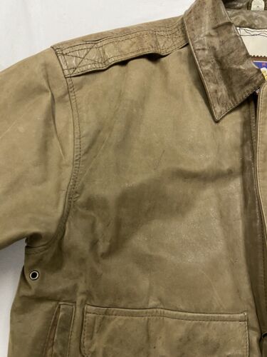 Vintage ADA Leather Bomber Jacket Size Medium Map Lining