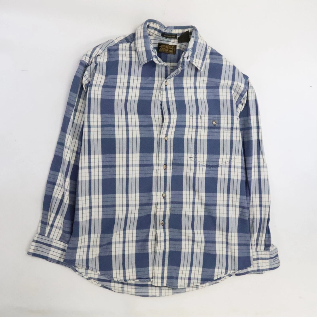 Eddie Bauer McKinley Cloth Button Up Shirt Size Medium Blue Plaid