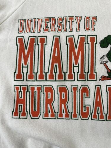 Vintage Miami Hurricanes Crewneck Sweatshirt Size Medium Double Sided 90s NCAA