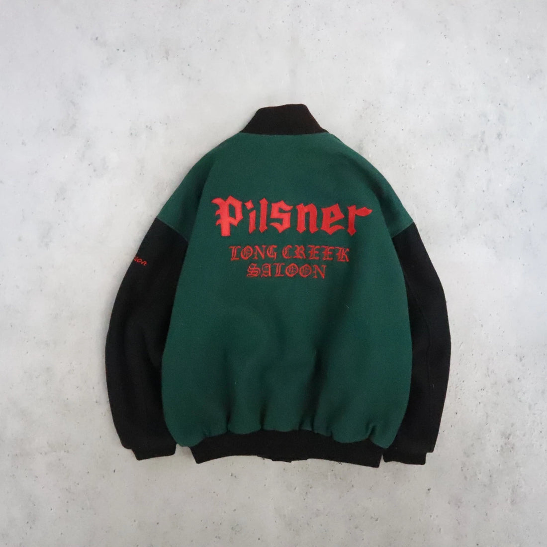 Vintage Pilsner Long Creek Saloon Wool Varsity Jacket Size XL