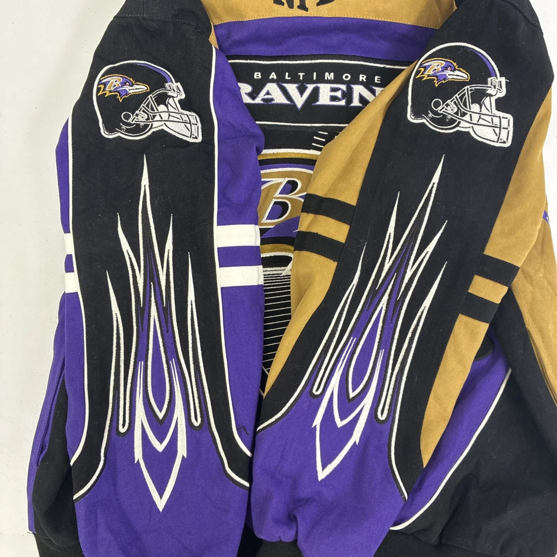 Baltimore Ravens Varsity Racing Bomber Jacket Size Large NFL