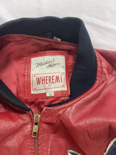 Vintage Wheremi USA Leather Bomber Jacket Size Small American Flag 1991 90s