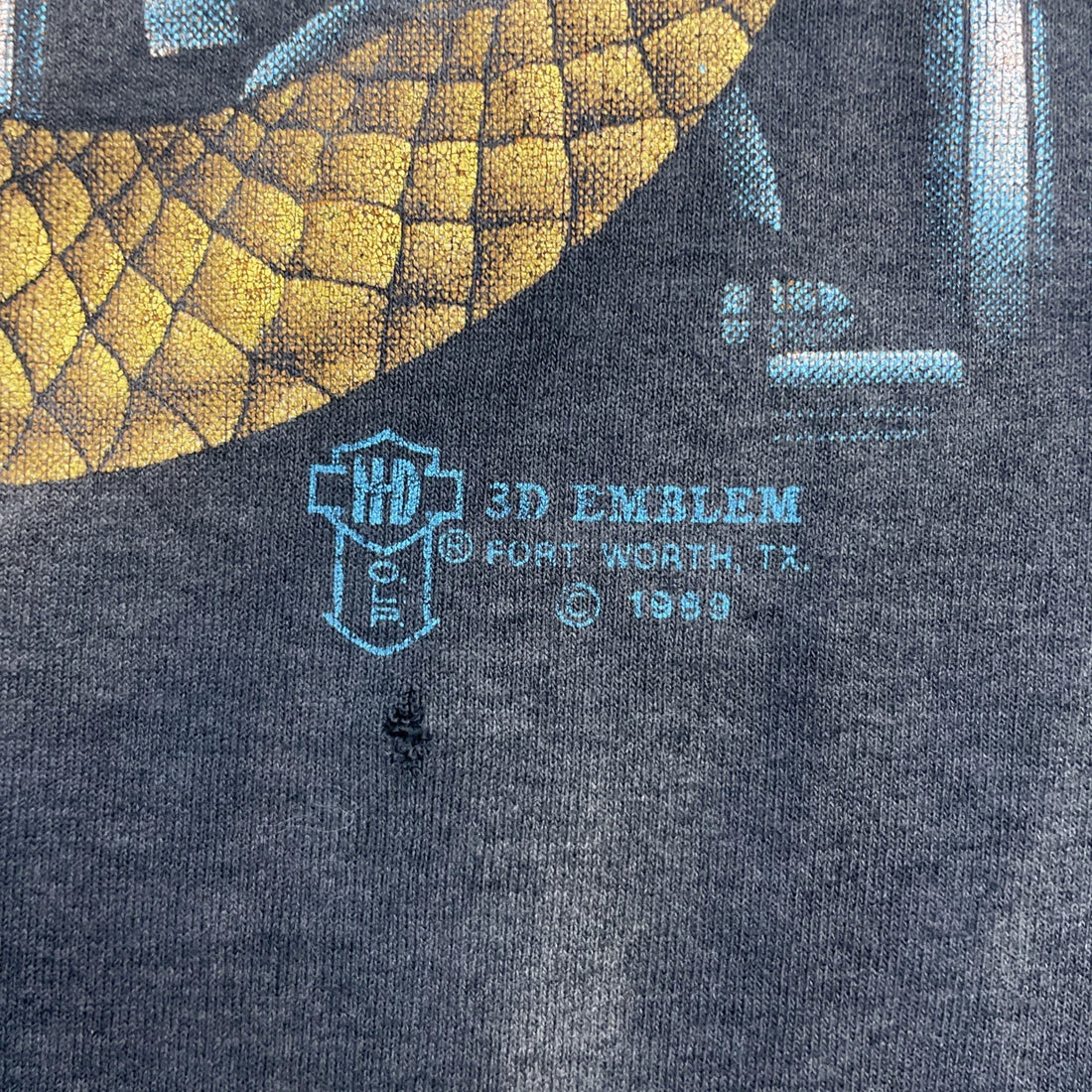 Vintage 3D Emblem Harley Davidson Motorcycles Snake T-Shirt XL 1989 80s