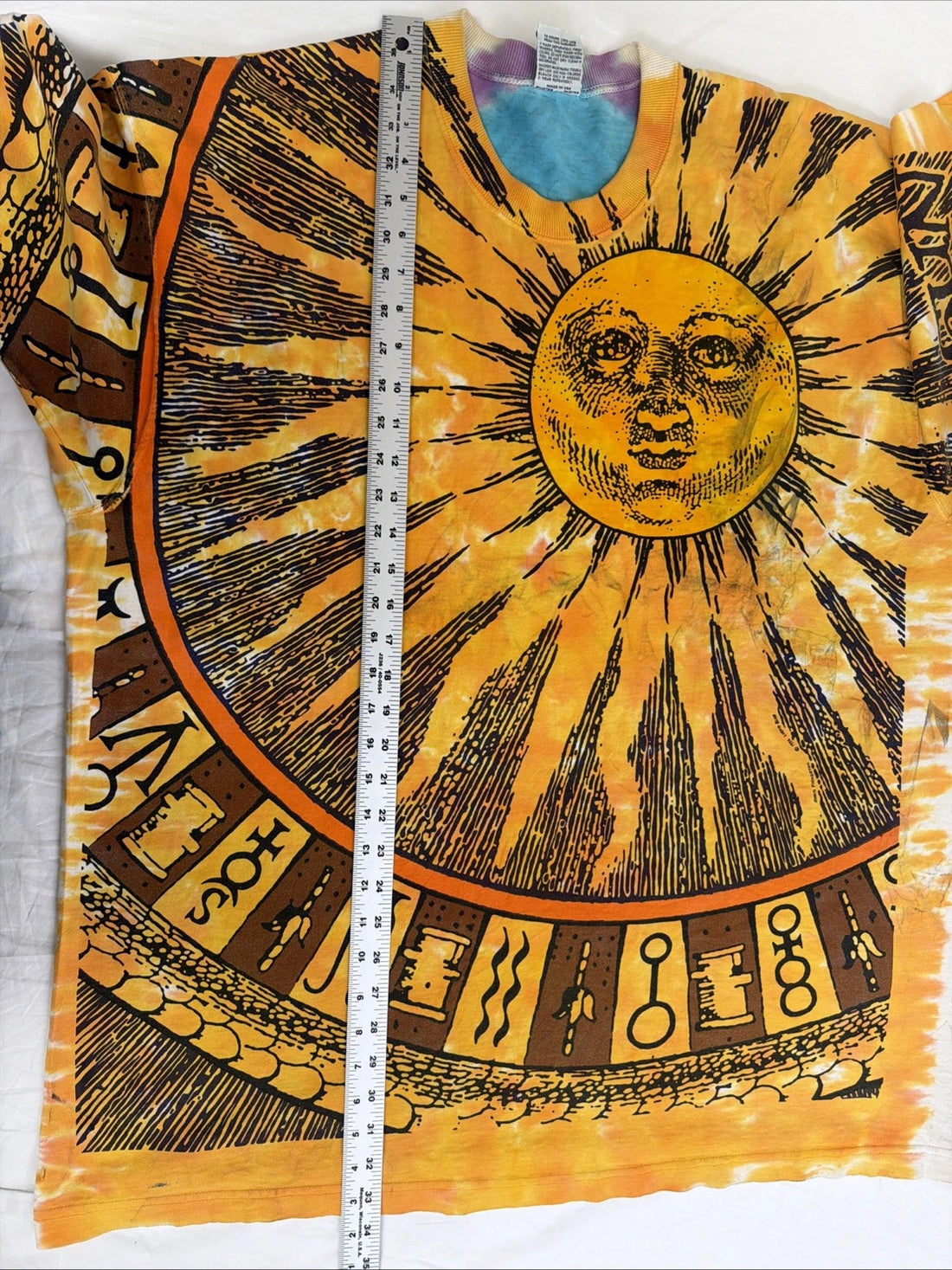 Vintage Sun Moon Tie Dye Liquid Blue T-Shirt Size 2XL Pinkerton