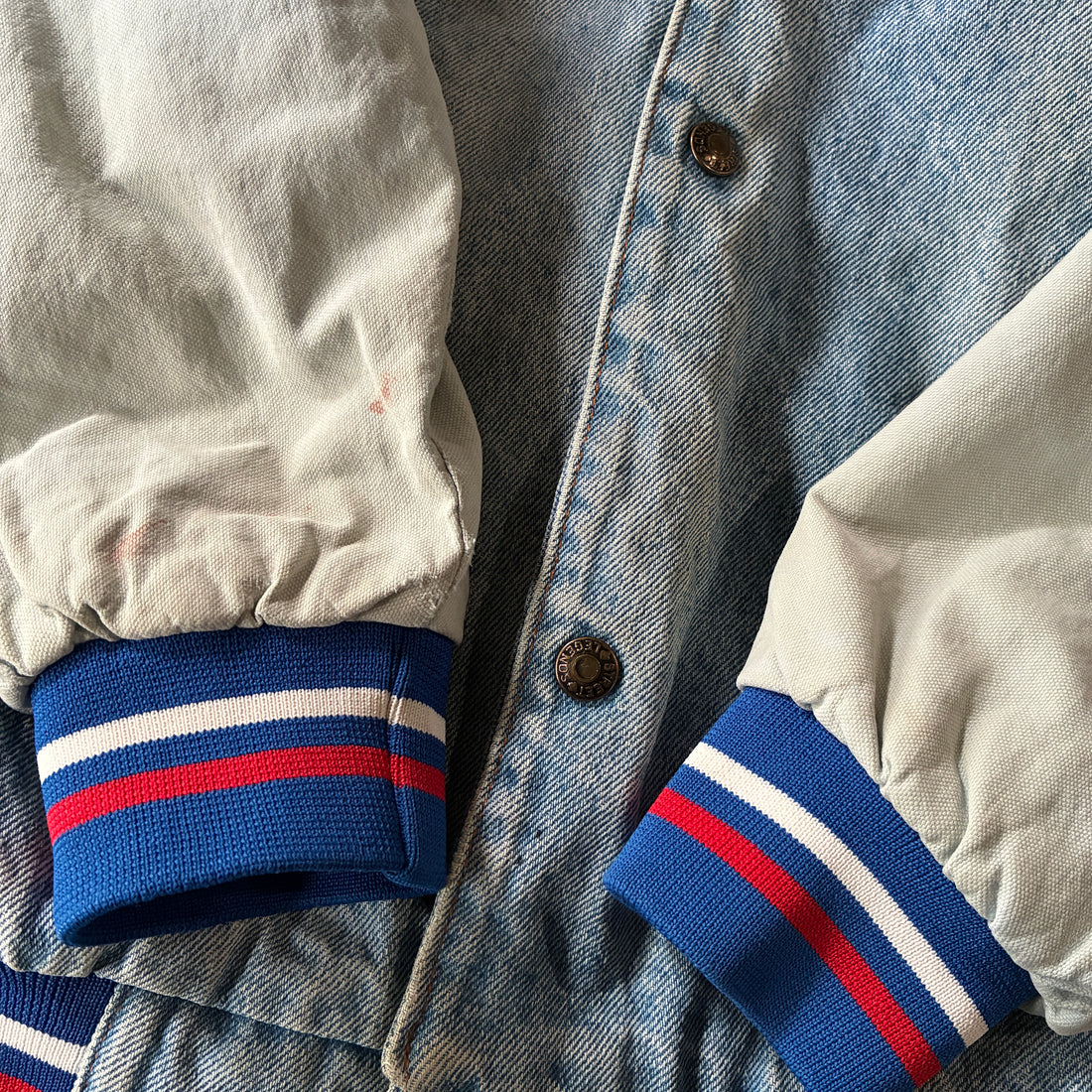 1992 Street Legends Toronto Blue Jays World Series Denim Varsity Bomber Jacket M MLB