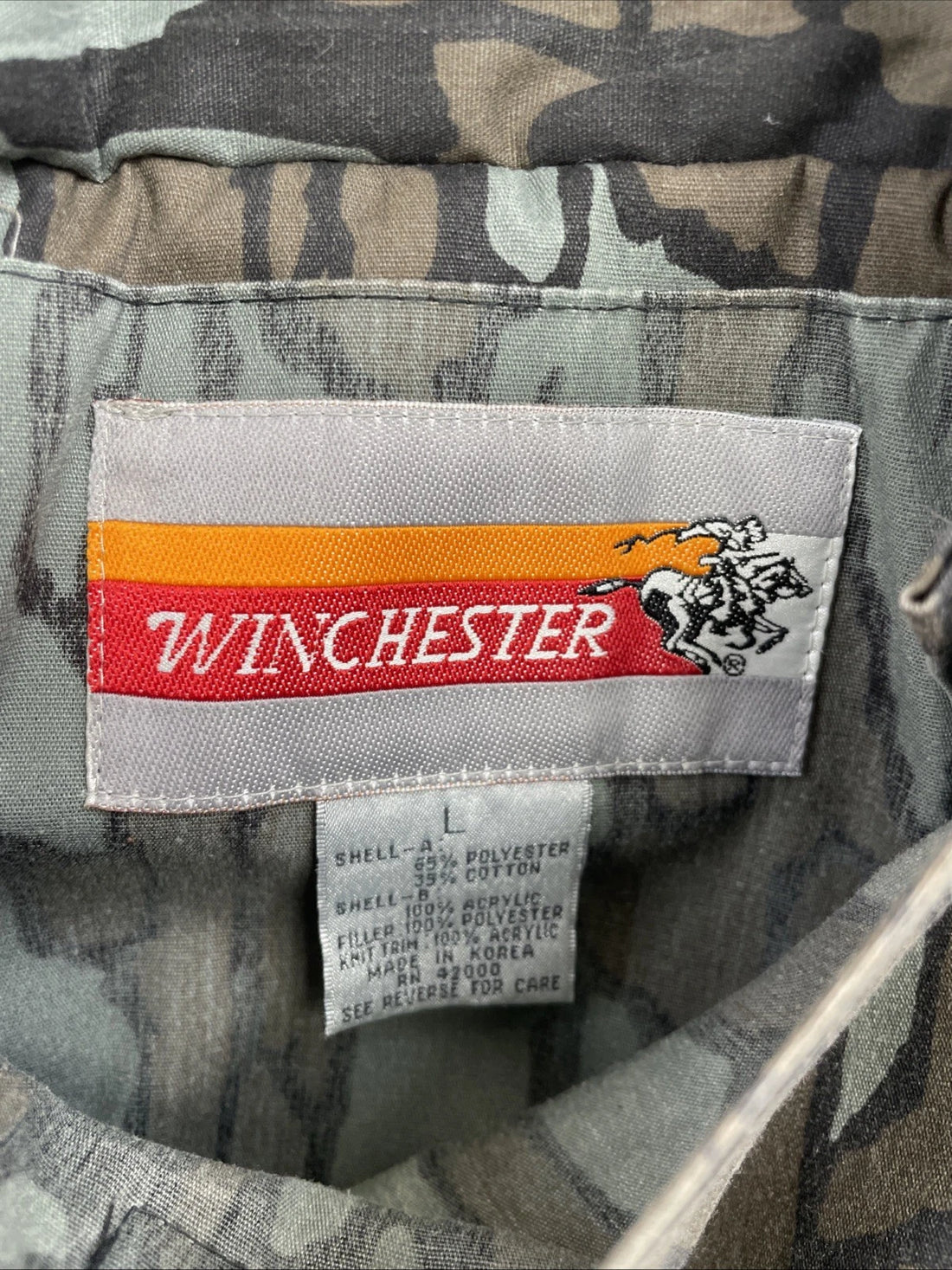 Vintage Winchester Rebark Camo Hunting Jacket Size Large Reversible