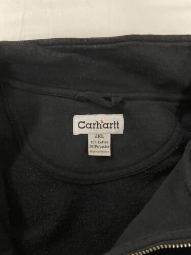 Vintage Carhartt 1/4 Zip Sweatshirt Hoodie Size 2XL Black