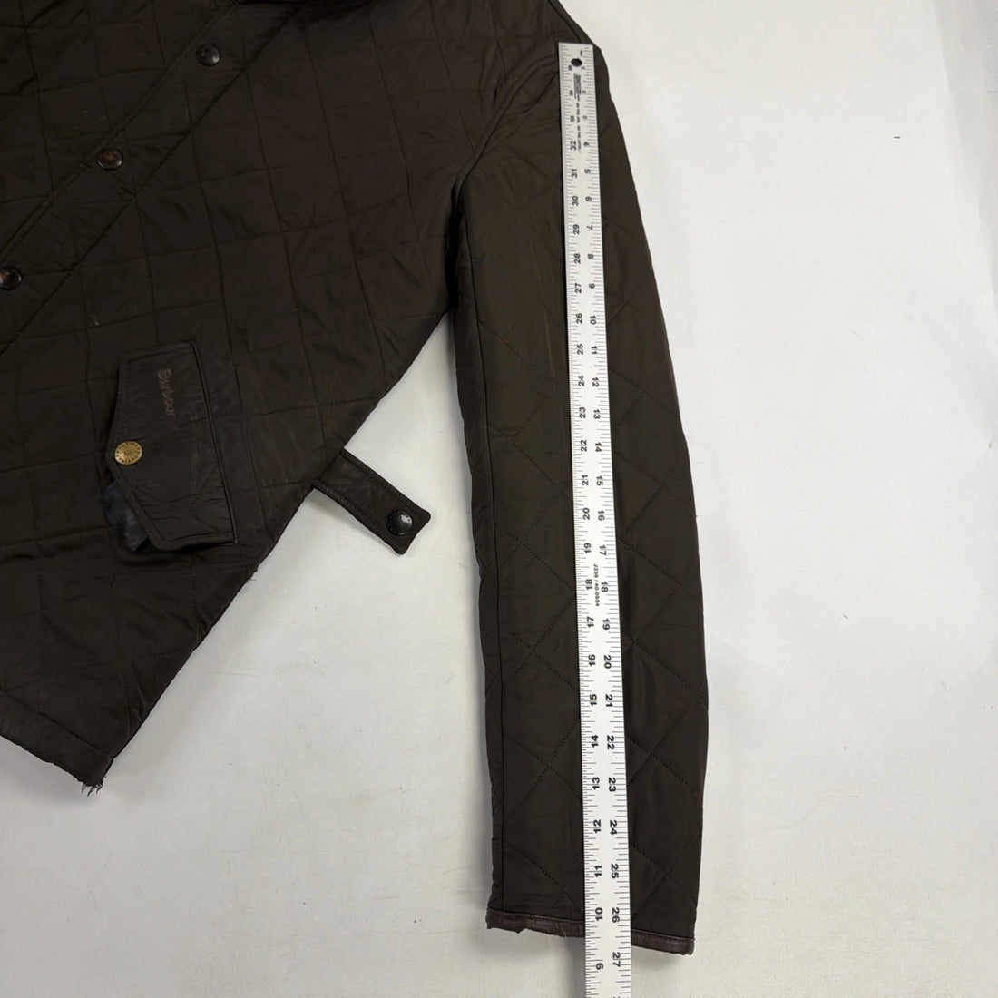 Barbour Powell Quilt Waxed Coat Jacket Size Large