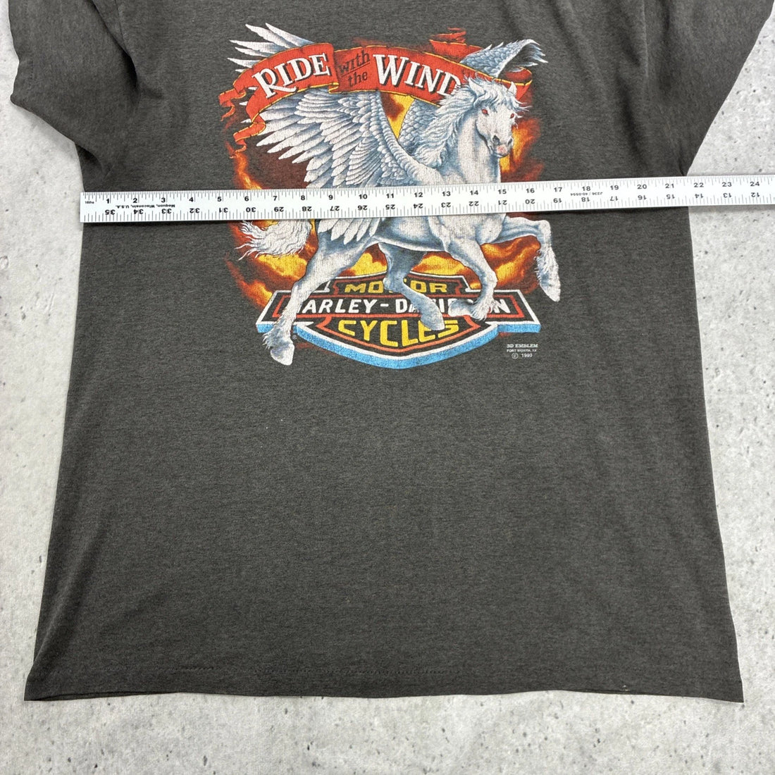 Vintage 3D Emblem Harley Davidson Ride With The Wind Pegasus T-Shirt XL 1990 90s