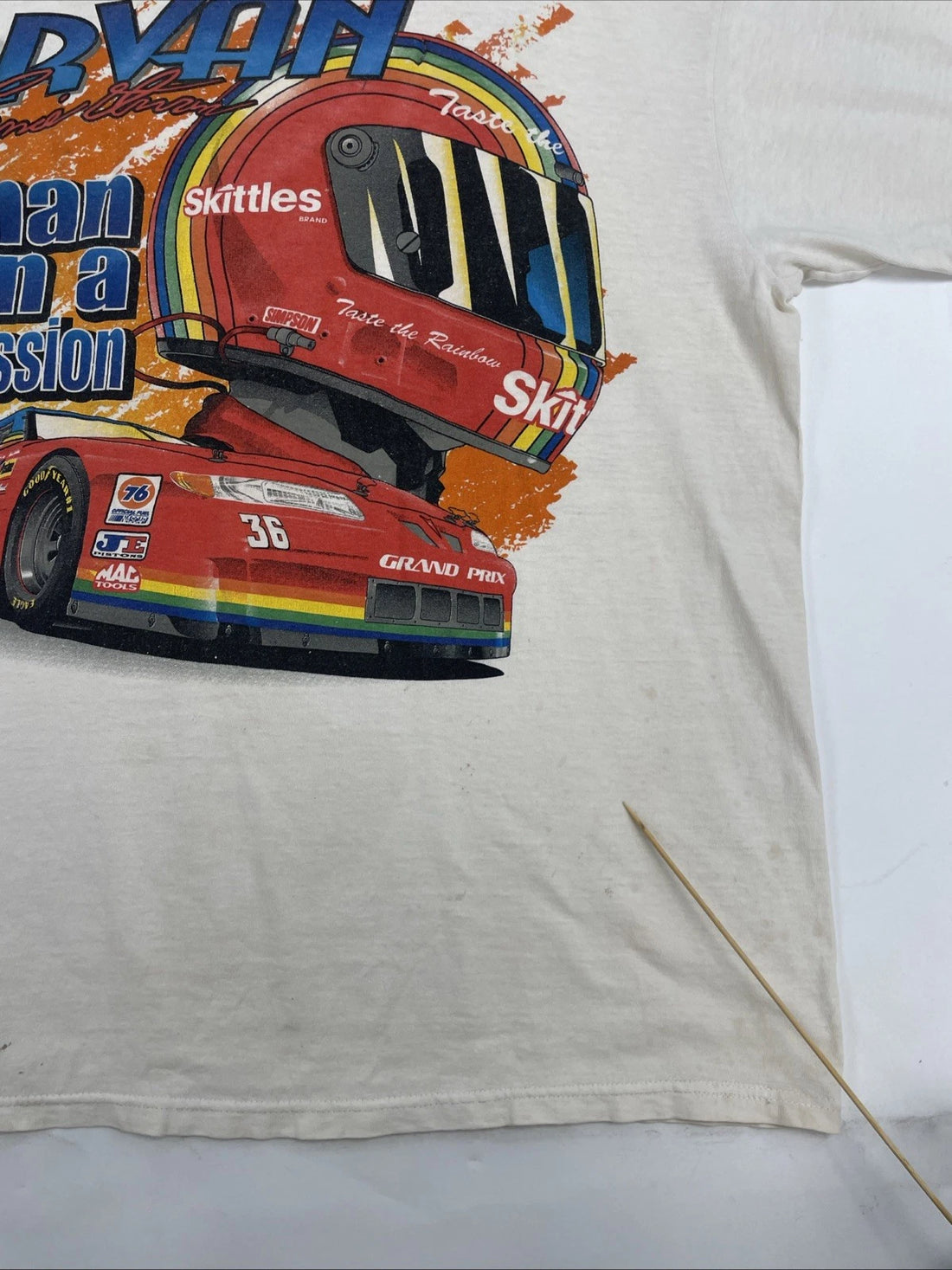 Vintage Ernie Irvan Man On A Mission Skittles Racing T-Shirt XL NASCAR