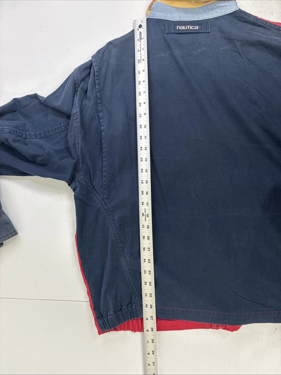Vintage Nautica Two Tone Harrington Bomber Jacket Size Large Blue Red