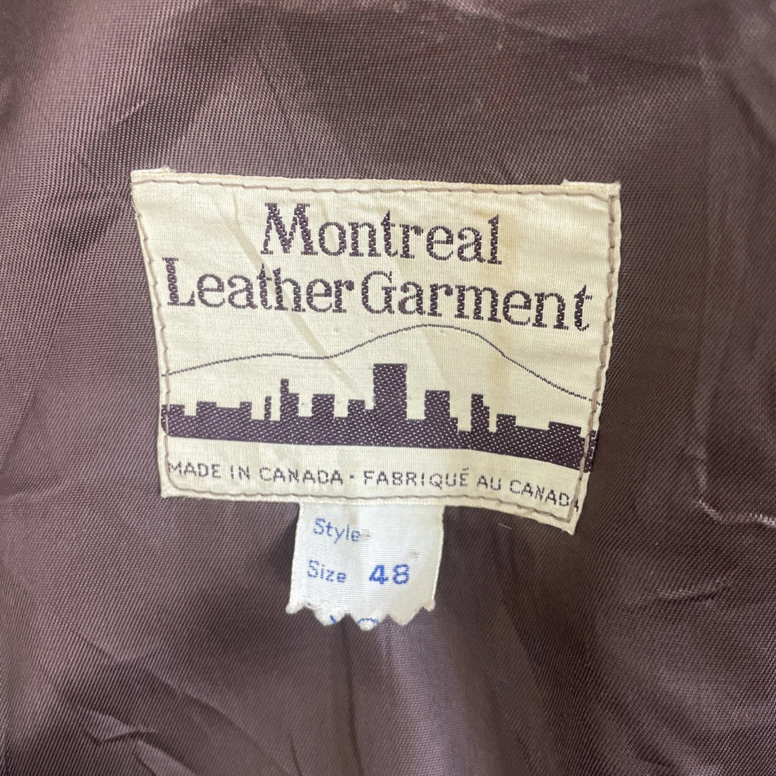 Vintage Montreal Garment Leather Suede Bomber Jacket Size 48 Brown