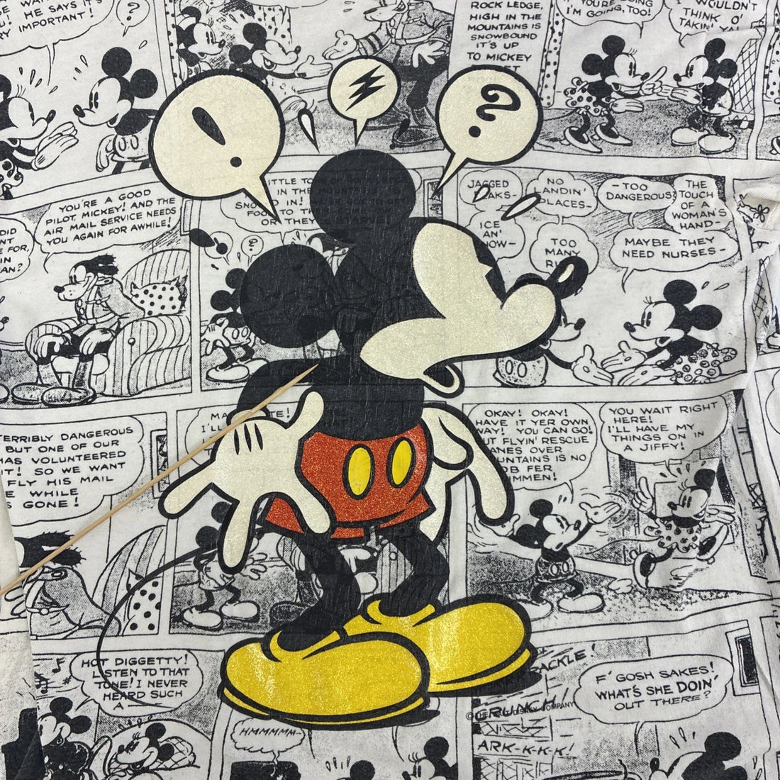Vintage Mickey Mouse Comic Disney T-Shirt Size Large All Over Print 90s