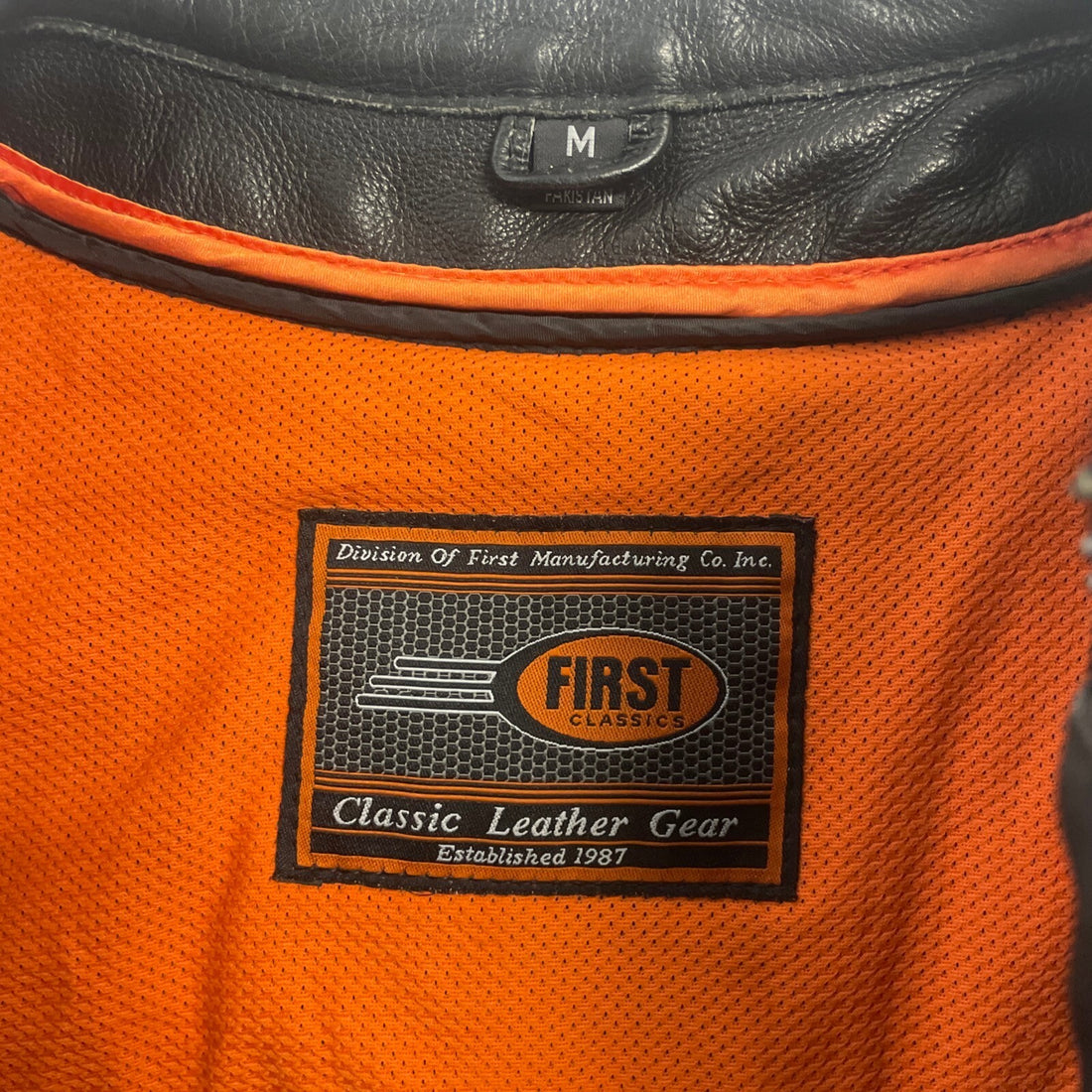First Classics Leather Cafe Racer Motorcycle Jacket Size Medium
