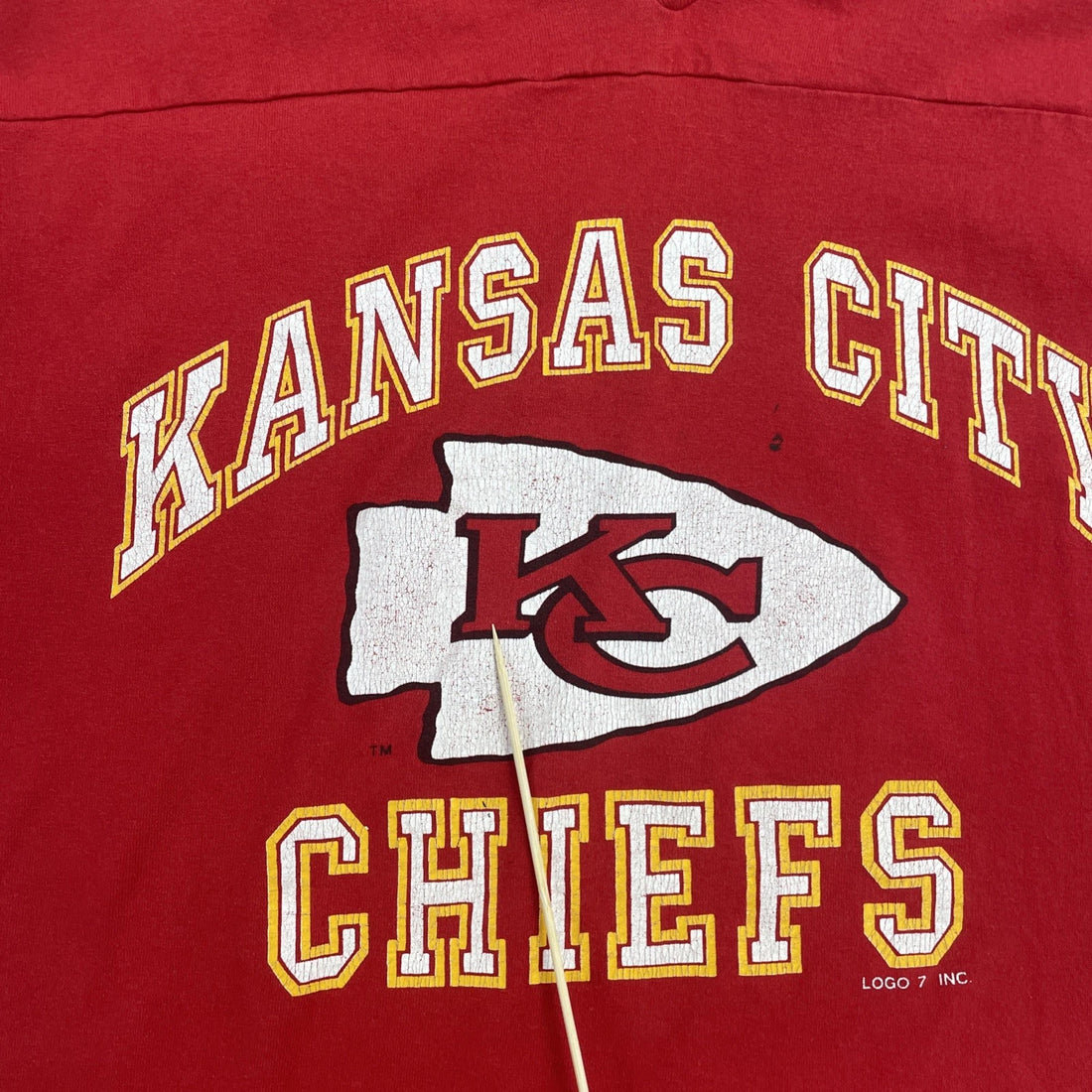 Vintage Kansas City Chiefs Logo 7 Jersey T-Shirt Size Large NFL