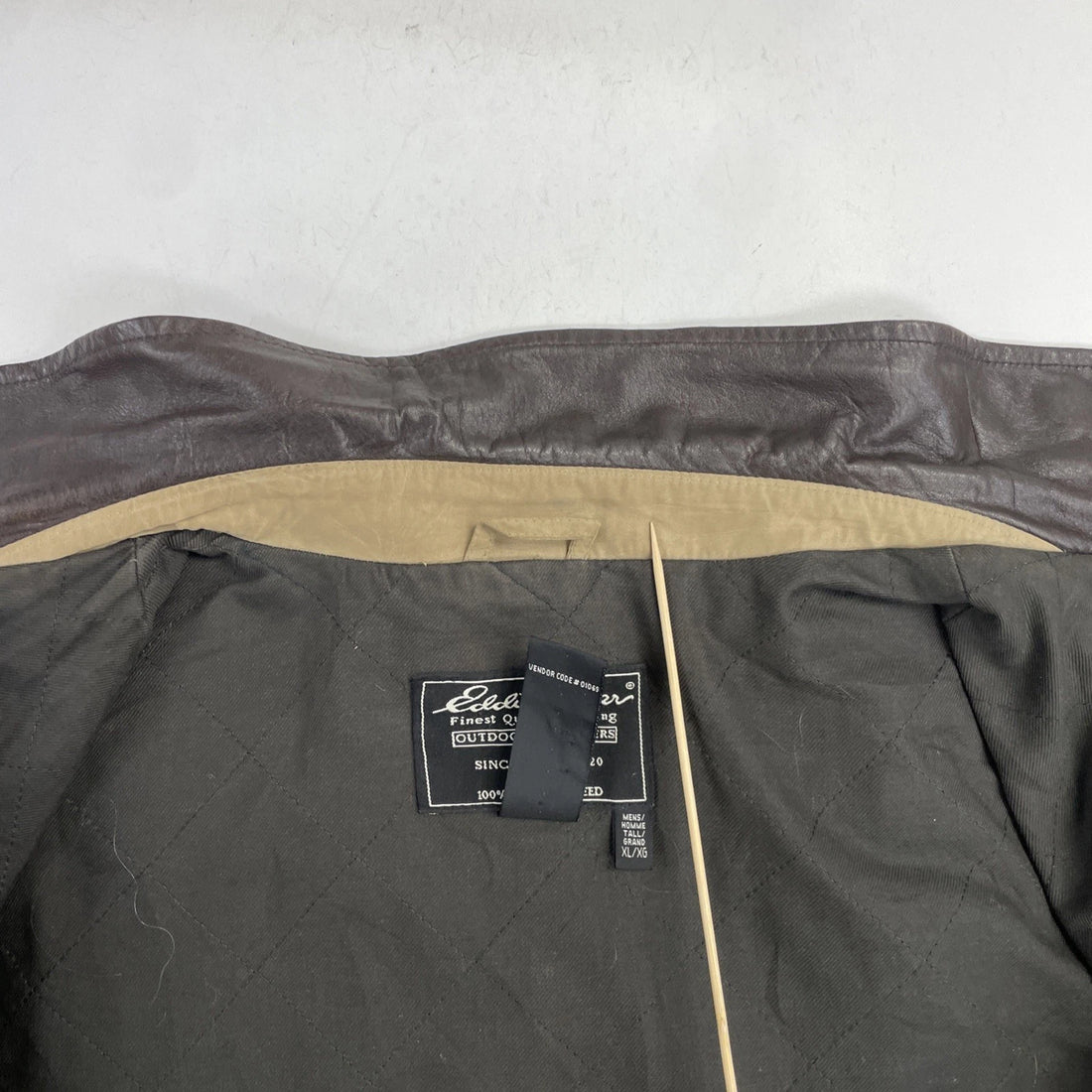 Eddie Bauer Bomber Jacket Size XL Tall Leather Collar