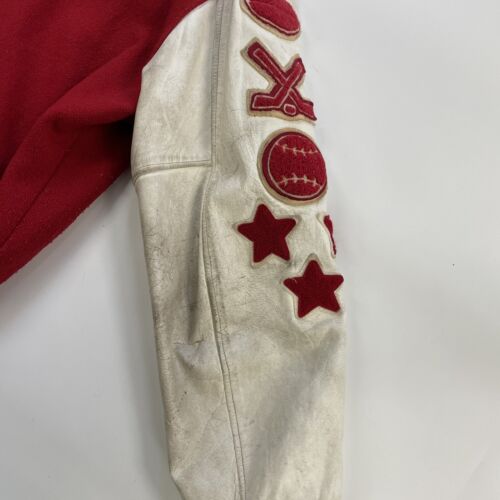 Vintage Borstad Wool Letterman Varsity Jacket Size 44 80s Red