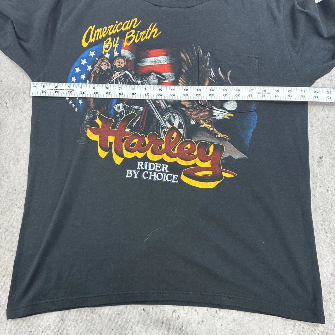 American By Birth Harley Rider By Choice Pocket T-Shirt Size Large Vintage 80s