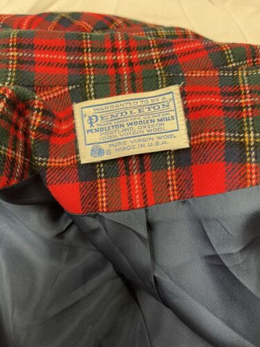 Vintage Pendleton Wool Button Up Blazer Jacket Size XL Red Tartan Plaid