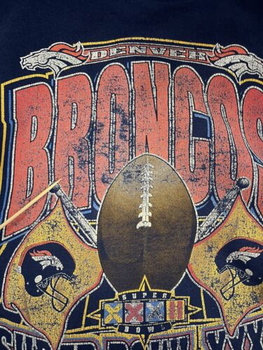 Vintage Denver Broncos Super Bowl XXXII Roster Sweatshirt Large 1997 90s NFL