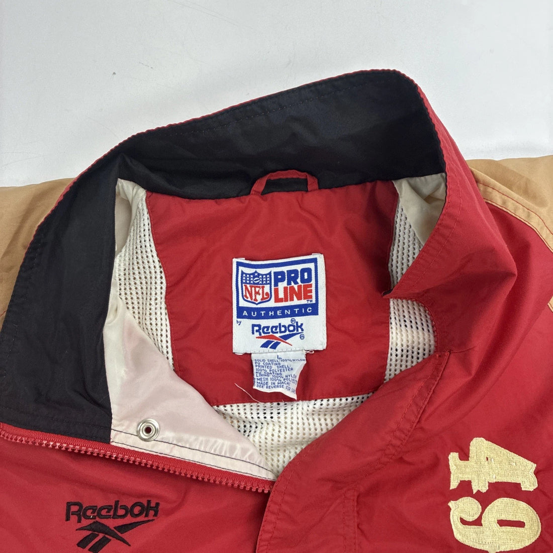 Vintage San Francisco 49ers Reebok Windbreaker Light Jacket Size Large NFL